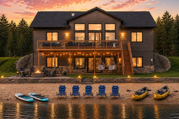 Sunset Lake Escape | Lakefront Fall Escape | Fire Pit + Private Beach - Image 1