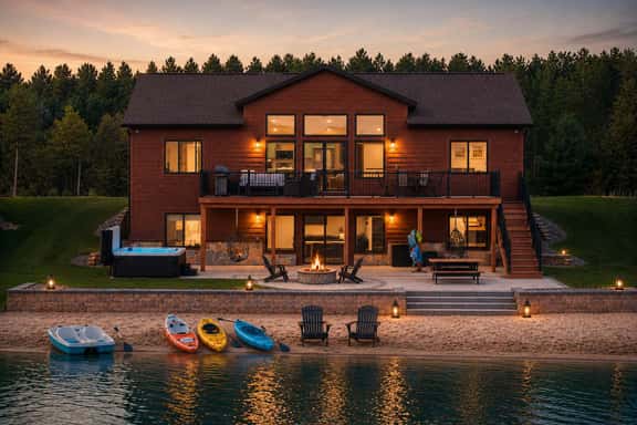 Cozy Lakefront Getaway | Hot Tub & Beach | Sleeps 20 - Image 1